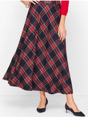 Vintage Lauren Ralph Lauren Pure wool Tartan Plaid A Line Maxi Skirt Size 14